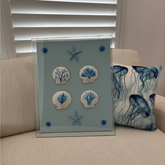 Blue Coral Coastal Seashell and Starfish Wall Art She Shells Art - Picture 6 of 6